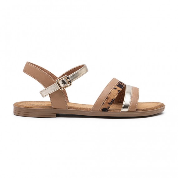 Flat sandals in a material mix for women