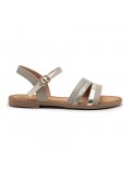 Flat sandals in a material mix for women