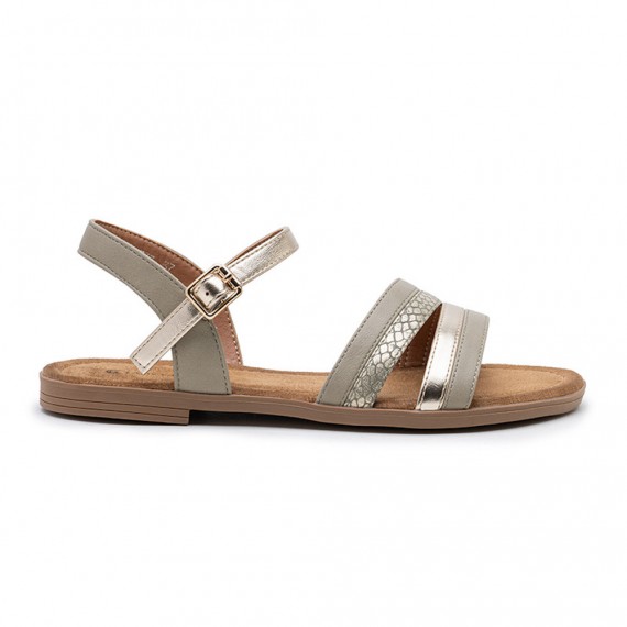 Flat sandals in a material mix for women