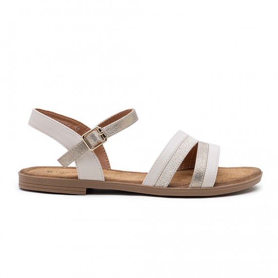 Flat sandals in a material mix for women