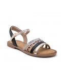 Flat sandals in a material mix for women