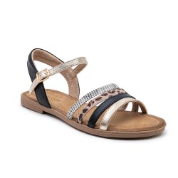 Flat sandals in a material mix for women