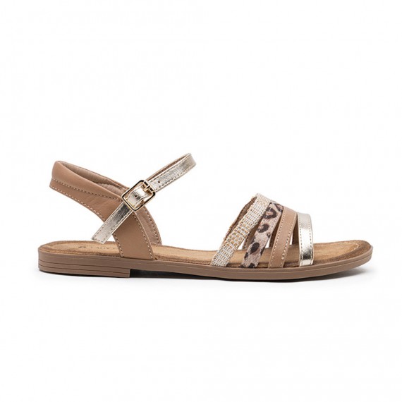 Flat sandals in a material mix for women