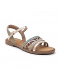 Flat sandals in a material mix for women