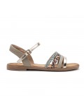 Flat sandals in a material mix for women