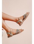 Flat sandals in a material mix for women