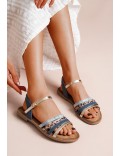 Flat sandals in a material mix for women