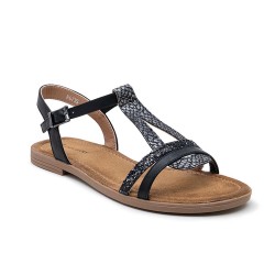 Flat sandals in a material mix for women