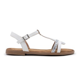 Flat sandals in a material mix for women