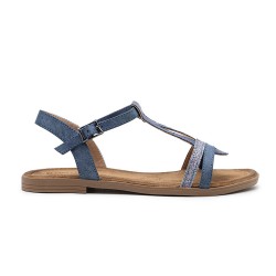 Flat sandals in a material mix for women