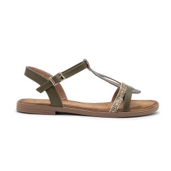 Flat sandals in a material mix for women