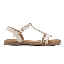 Flat sandals in a material mix for women