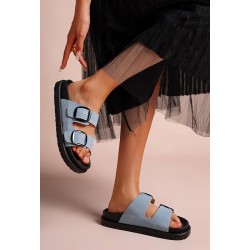 Slipper in mixed materials for women