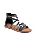 Flat sandals in a material mix for women