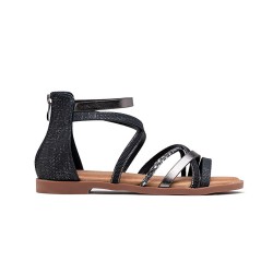 Flat sandals in a material mix for women