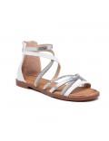 Flat sandals in a material mix for women