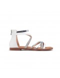 Flat sandals in a material mix for women