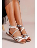 Flat sandals in a material mix for women