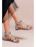 Flat sandals in a material mix for women