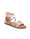 Flat sandals in a material mix for women