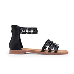 Flat sandals in a material mix for women