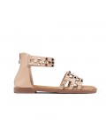 Flat sandals in a material mix for women