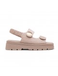 Mixed material wedge sandal for women