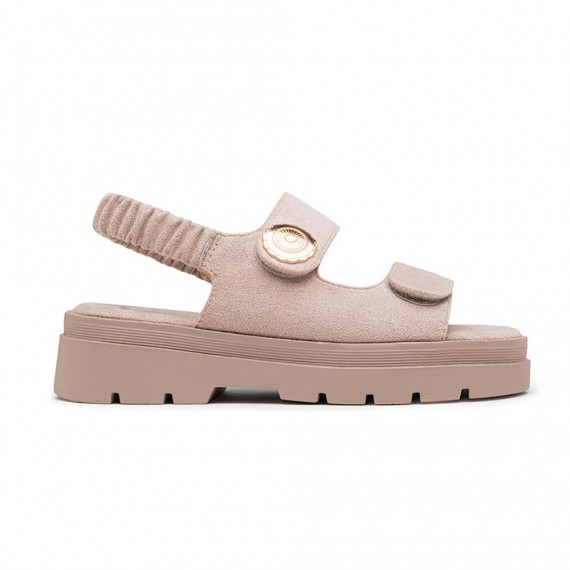 Mixed material wedge sandal for women