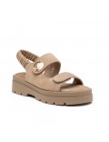 Mixed material wedge sandal for women