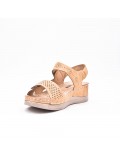 Large Size 38-43 - Wedge comfort sandal in faux leather for women