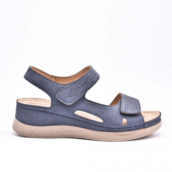 Large Size 38-43 - Wedge comfort sandal in faux leather for women