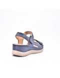 Large Size 38-43 - Wedge comfort sandal in faux leather for women