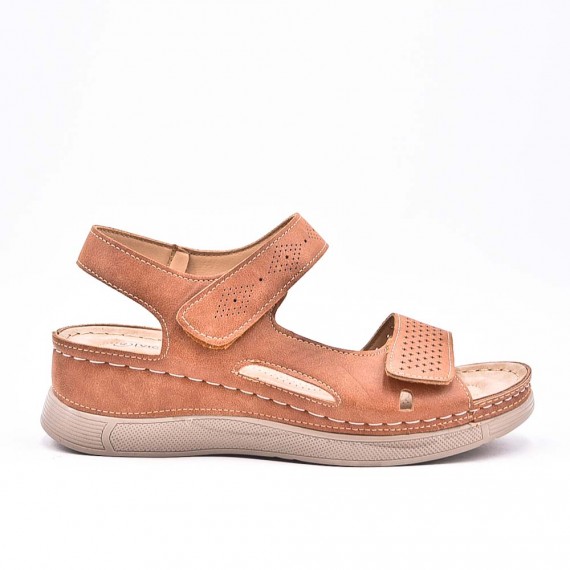 Large Size 38-43 - Wedge comfort sandal in faux leather for women