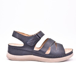 Large Size 38-43 - Wedge comfort sandal in faux leather for women