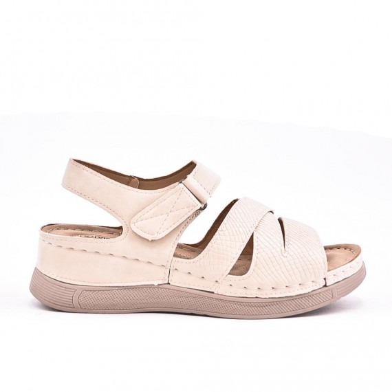 Large Size 38-43 - Wedge comfort sandal in faux leather for women