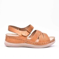 Large Size 38-43 - Wedge comfort sandal in faux leather for women