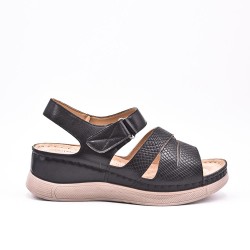 Large Size 38-43 - Wedge comfort sandal in faux leather for women