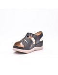 Large Size 38-43 - Wedge comfort sandal in faux leather for women