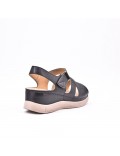 Large Size 38-43 - Wedge comfort sandal in faux leather for women