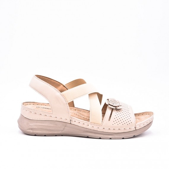 Large Size 38-43 - Wedge comfort sandal in faux leather for women