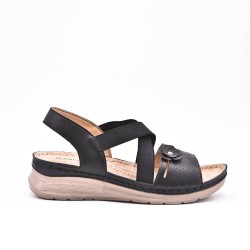 Large Size 38-43 - Wedge comfort sandal in faux leather for women