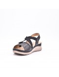 Large Size 38-43 - Wedge comfort sandal in faux leather for women