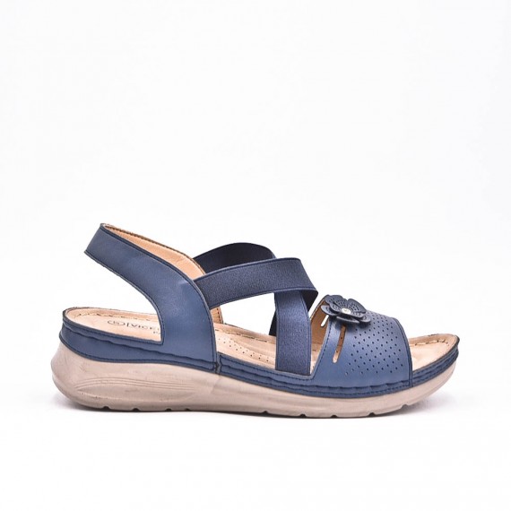 Large Size 38-43 - Wedge comfort sandal in faux leather for women