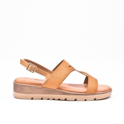 Large Size 38-43 - Wedge comfort sandal in faux leather for women