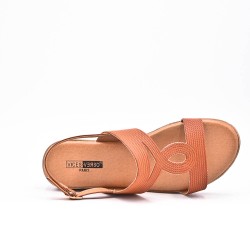 Large Size 38-43 - Wedge comfort sandal in faux leather for women