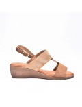 Large Size 38-43 - Wedge comfort sandal in faux leather for women