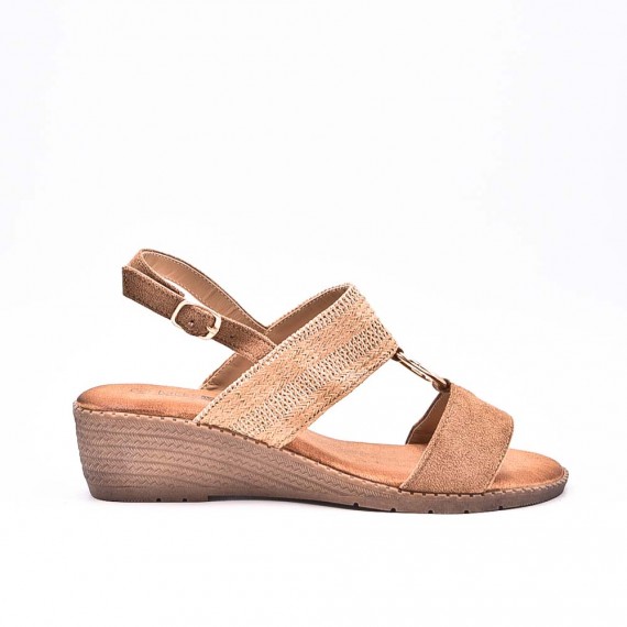 Large Size 38-43 - Wedge comfort sandal in faux leather for women