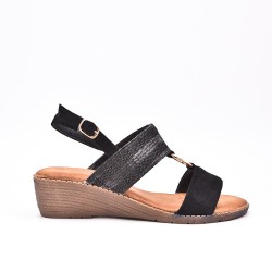 Large Size 38-43 - Wedge comfort sandal in faux leather for women