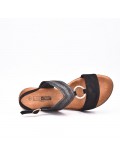 Large Size 38-43 - Wedge comfort sandal in faux leather for women