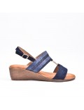 Large Size 38-43 - Wedge comfort sandal in faux leather for women